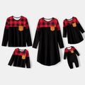 Christmas Family Matching Red Plaid Spliced Long-sleeve T-shirts and Dresses Sets redblack image 2