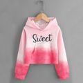 Kid Girl Letter Print Tie Dyed Hoodie Sweatshirt Pink image 1