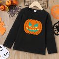Halloween Kinder Unisex Halloween-Muster Langärmelig T-Shirts schwarz image 1