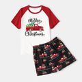 Christmas Family Matching Car & Letter Print Red Raglan-sleeve Pajamas Sets (Flame Resistant) MultiColour
