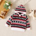 Christmas Baby Boy Allover Argyle Pattern Long-sleeve Knitted Hoodie Black/White image 3