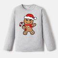 Go-Neat Water Repellent and Stain Resistant Christmas Family Matching Gingerbread Man Print Long-sleeve Tee Color block image 3