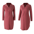 Still-Pyjamas Zuhause Preppy-Stil Unifarben Unifarben Revers Gestrickt 1 Stück Burgundy image 1