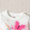 Toddler Girl Sweet Unicorn Butterfly Print Sweatshirt Dress White image 4