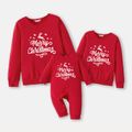 Merry Christmas Letter Print Red Family Matching Long Sleeve Sweatshirts Red image 1