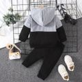 2pcs Baby Boy/Girl Letter Print Colorblock Long-sleeve Hoodie and Sweatpants Set Grey image 3