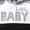 2pcs Baby Boy/Girl Letter Print Colorblock Long-sleeve Hoodie and Sweatpants Set Grey image 5