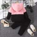 2pcs Baby Boy/Girl Letter Print Colorblock Long-sleeve Hoodie and Sweatpants Set Pink image 2