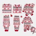 Christmas Family Matching Allover Print Red Long-sleeve Pajamas Sets (Flame Resistant) Multi-color image 1