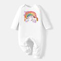 Go-Neat Water Repellent and Stain Resistant Mommy and Me White Long-sleeve Rainbow & Unicorn Print T-shirts White image 3