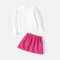 Barbie 2pcs Toddler Girl Textured Sleeve Cotton Sweatshirt and Bowknot Design Skirt Set White image 3