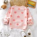 Baby Girl Allover Heart Pattern Pink Knitted Sweater Pink image 2