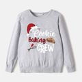 Christmas Antlers and Letter Print Family Matching 100% Cotton Long-sleeve Sweatshirts Grey image 3