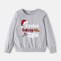 Christmas Antlers and Letter Print Family Matching 100% Cotton Long-sleeve Sweatshirts Grey image 4