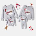 Christmas Antlers and Letter Print Family Matching 100% Cotton Long-sleeve Sweatshirts Grey image 1