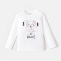 [2Y-6Y] Go-Neat Water Repellent and Stain Resistant Toddler Girl Letter Fox Print Long-sleeve Tee White image 2