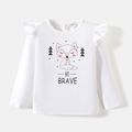 [2Y-6Y] Go-Neat Water Repellent and Stain Resistant Toddler Girl Letter Fox Print Long-sleeve Tee White image 3