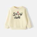 Go-Neat Water Repellent and Stain Resistant Sibling Matching Christmas Snowman & Letter Print Long-sleeve Sweatshirts Beige image 2