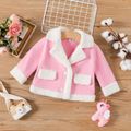 Baby Girl Sherpa Fleece Lapel Collar Long-sleeve Thermal Coat Pink image 1