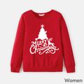 Christmas Family Matching 100% Cotton Xmas Tree & Letter Print Long-sleeve Sweatshirts Red image 3