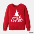 Christmas Family Matching 100% Cotton Xmas Tree & Letter Print Long-sleeve Sweatshirts Red image 2