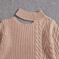 Kid Girl Cut Out Cable Knit Textured Sweater Light Pink image 3