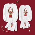 Christmas Family Matching Reindeer Print Long-sleeve Sweatshirts White image 1