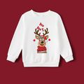 Christmas Family Matching Reindeer Print Long-sleeve Sweatshirts White image 4