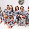 Christmas Black Plaid Family Matching Long-sleeve Pajamas Sets (Flame Resistant) Black/White image 1