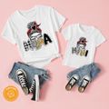 Mommy and Me Cotton Short-sleeve Figure & Letter Print White Tee White image 1