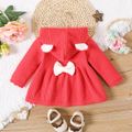 Baby Girl 3D Ears Hooded Long-sleeve Solid Knitted Sweater Coat Dark Pink image 4