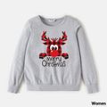 Christmas Family Matching 100% Cotton Plaid Deer & Letter Print Long-sleeve Sweatshirts Grey image 5
