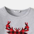 Christmas Family Matching 100% Cotton Plaid Deer & Letter Print Long-sleeve Sweatshirts Grey image 3