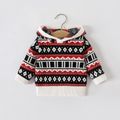 Christmas Baby Boy Allover Argyle Pattern Long-sleeve Knitted Hoodie Black/White image 2
