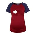Nursing Two Tone Ruched Side Short-sleeve Top Burgundy image 3