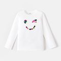 [2Y-6Y] Go-Neat Water Repellent and Stain Resistant Toddler Girl/Boy Face Graphic Print Long-sleeve Tee White image 1