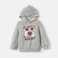 Go-Neat Water Repellent and Stain Resistant Mommy and Me Figure & Letter Print Grey Long-sleeve Hoodies Light Grey image 3
