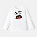 [2Y-6Y] Go-Neat Water Repellent and Stain Resistant Toddler Girl/Boy Face Graphic Print Long-sleeve Tee White image 1