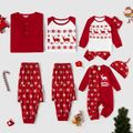 Christmas Family Matching Reindeer & Snowflake Print Red Long-sleeve Pajamas Sets (Flame Resistant) Burgundy image 1