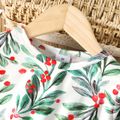 Kid Girl 3D Bowknot Design Floral Print Mesh Splice Long-sleeve Dress Green image 2
