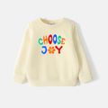 Go-Neat Water Repellent and Stain Resistant Sibling Matching Colorful Letter Print Long-sleeve Sweatshirts Beige image 1