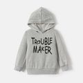 [2Y-6Y] Go-Neat Water Repellent and Stain Resistant Toddler Girl/Boy Letter Print Hoodie Sweatshirt Light Grey image 2