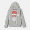 Go-Neat Water Repellent and Stain Resistant Daddy and Me Christmas Santa Print Grey Long-sleeve Hoodies Light Grey image 3