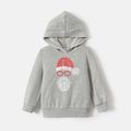 Go-Neat Water Repellent and Stain Resistant Daddy and Me Christmas Santa Print Grey Long-sleeve Hoodies Light Grey image 4