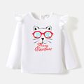 [2Y-6Y] Go-Neat Water Repellent and Stain Resistant Toddler Girl Christmas Letter Print Long-sleeve Tee White image 1
