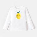 [2Y-6Y] Go-Neat Water Repellent and Stain Resistant Toddler Girl/Boy Lemon Print Long-sleeve Tee White image 1