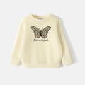 [2Y-6Y] Go-Neat Water Repellent and Stain Resistant Toddler Girl Butterfly Print Pullover Sweatshirt Beige image 1