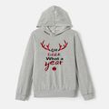 Go-Neat Water Repellent and Stain Resistant Christmas Family Matching Antler & Letter Print Grey Long-sleeve Hoodies Light Grey image 4