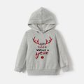 Go-Neat Water Repellent and Stain Resistant Christmas Family Matching Antler & Letter Print Grey Long-sleeve Hoodies Light Grey image 5