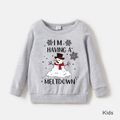 Christmas Family Matching 100% Cotton Snowman & Letter Print Long-sleeve Sweatshirts Grey image 4